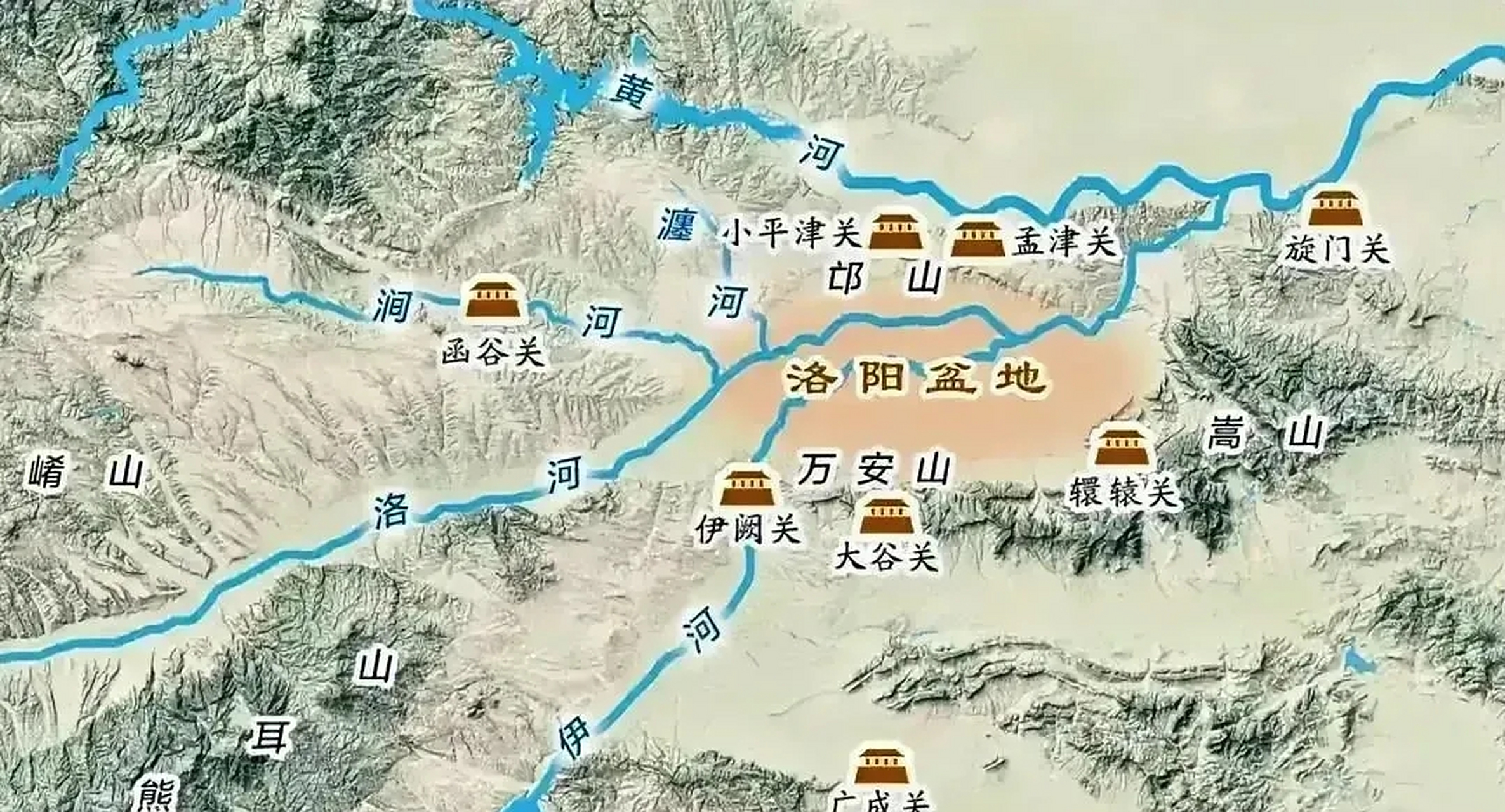 洛阳山川地形示意图 看完了就知道洛阳为什么可以成为十三朝古都[大哈