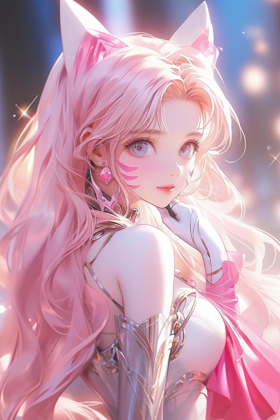 动态连更挑战#二次元粉色粉色漫画女主壁纸粉色头发动漫少女壁纸猫耳