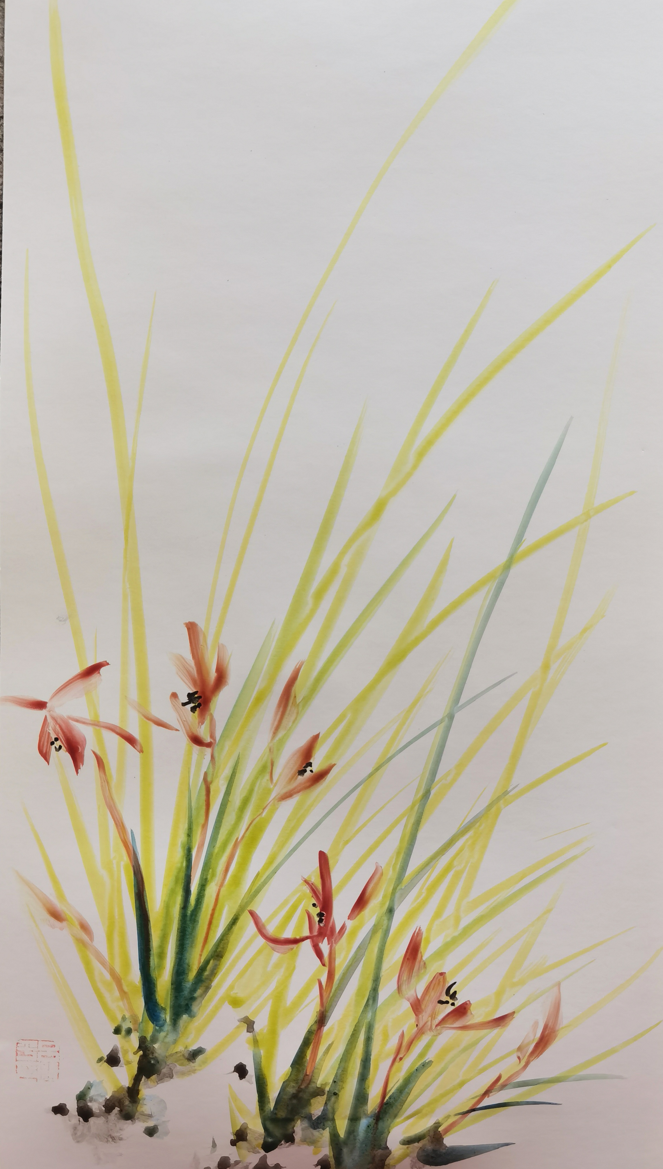 吕继平的水墨兰花