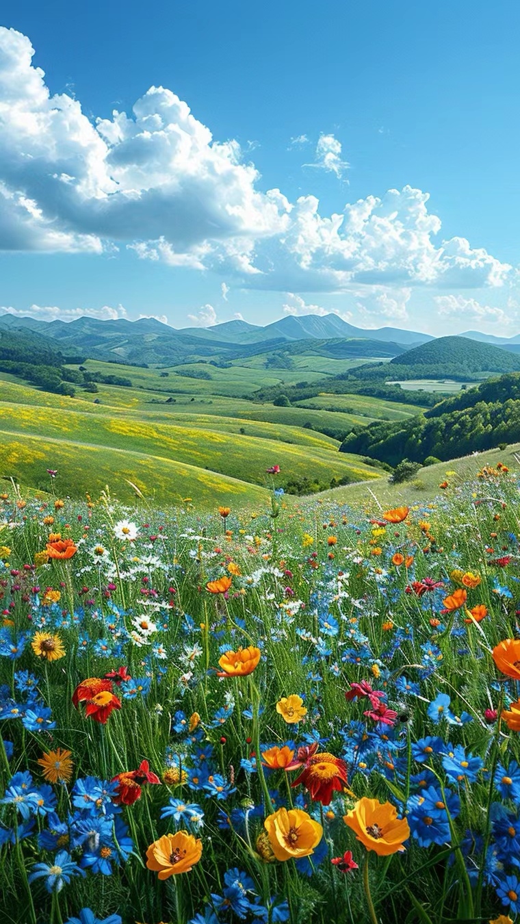 94941592 走进这片野花盛开的草地,仿佛置身于一幅天然的水彩