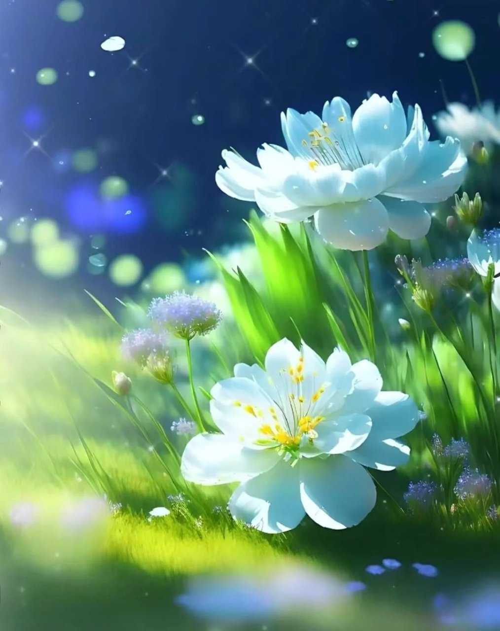 今日份壁纸,夜空下的梦幻花朵 #壁纸