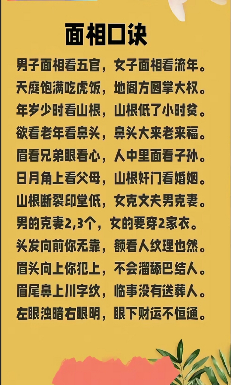 面相口诀
