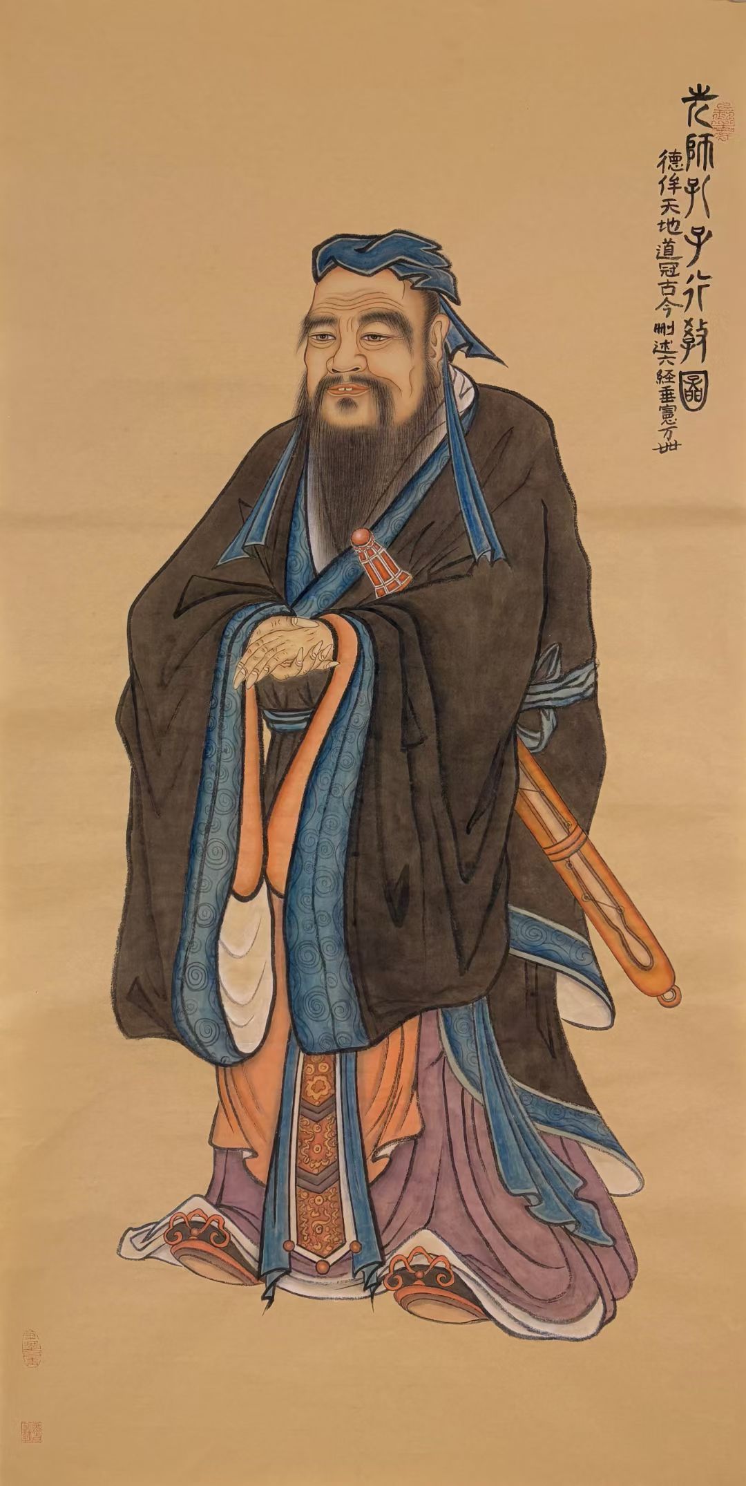 尺寸66*132cm 在学校,悬挂孔子像寓意尊师重道,激励学生求知,传承传统