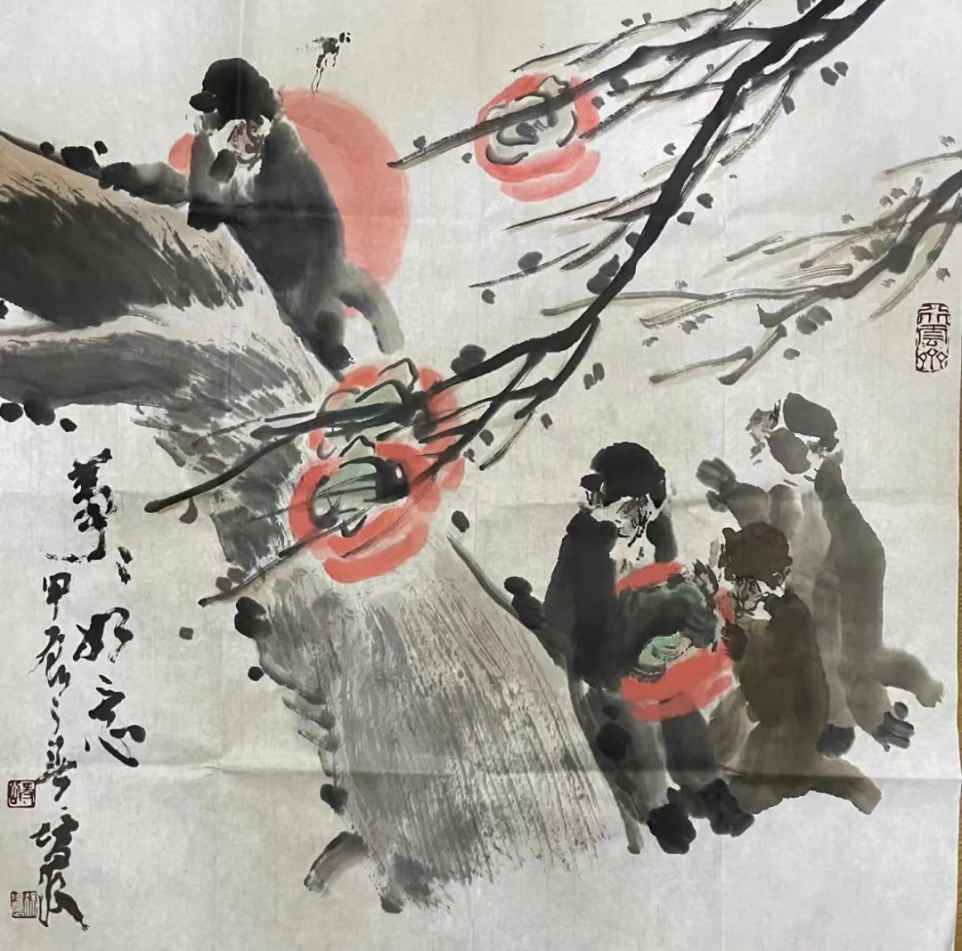 事事如意徐培晨作品  68x68cm 附合影