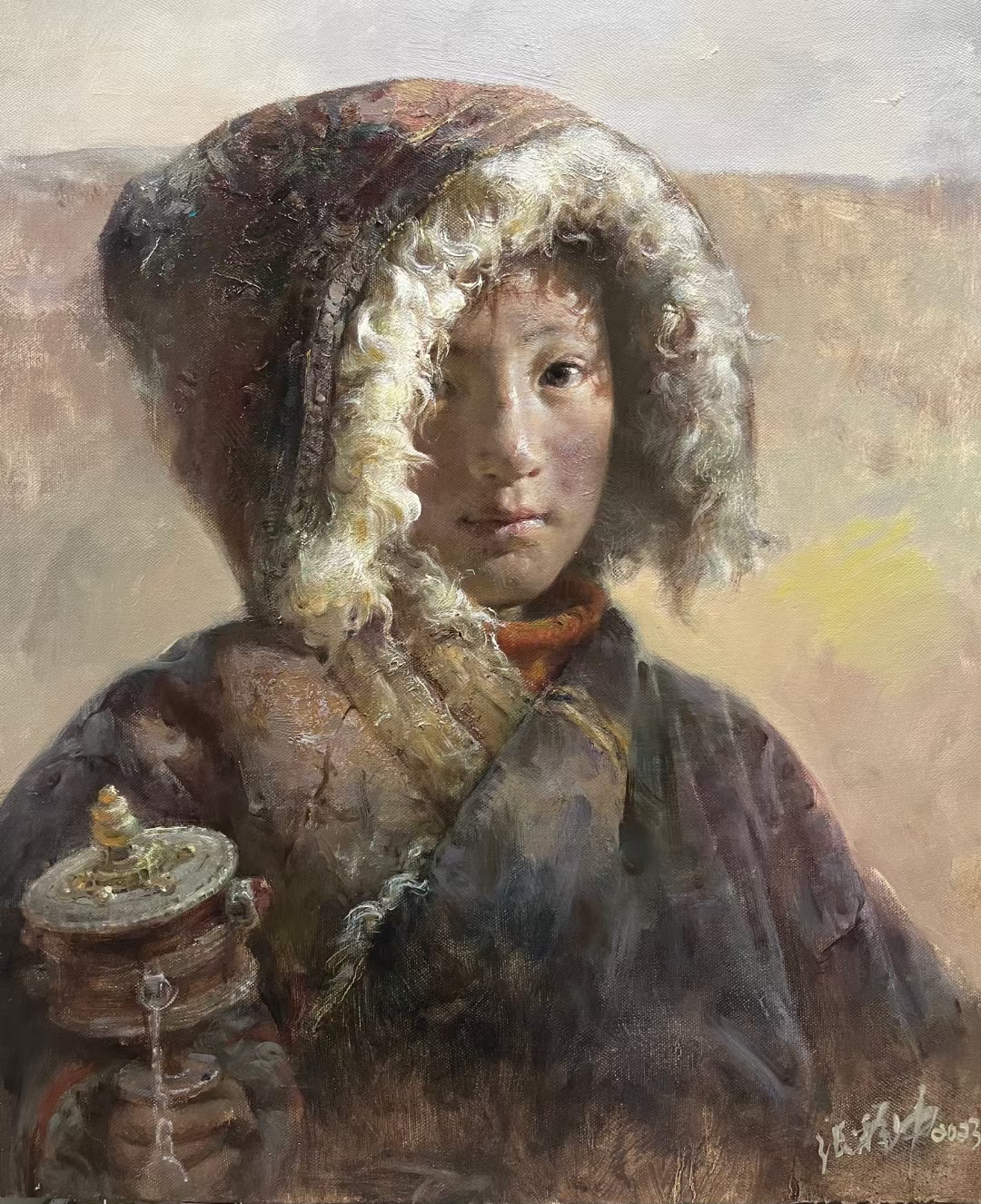 张释中油画作品 有合影视频 支持定制