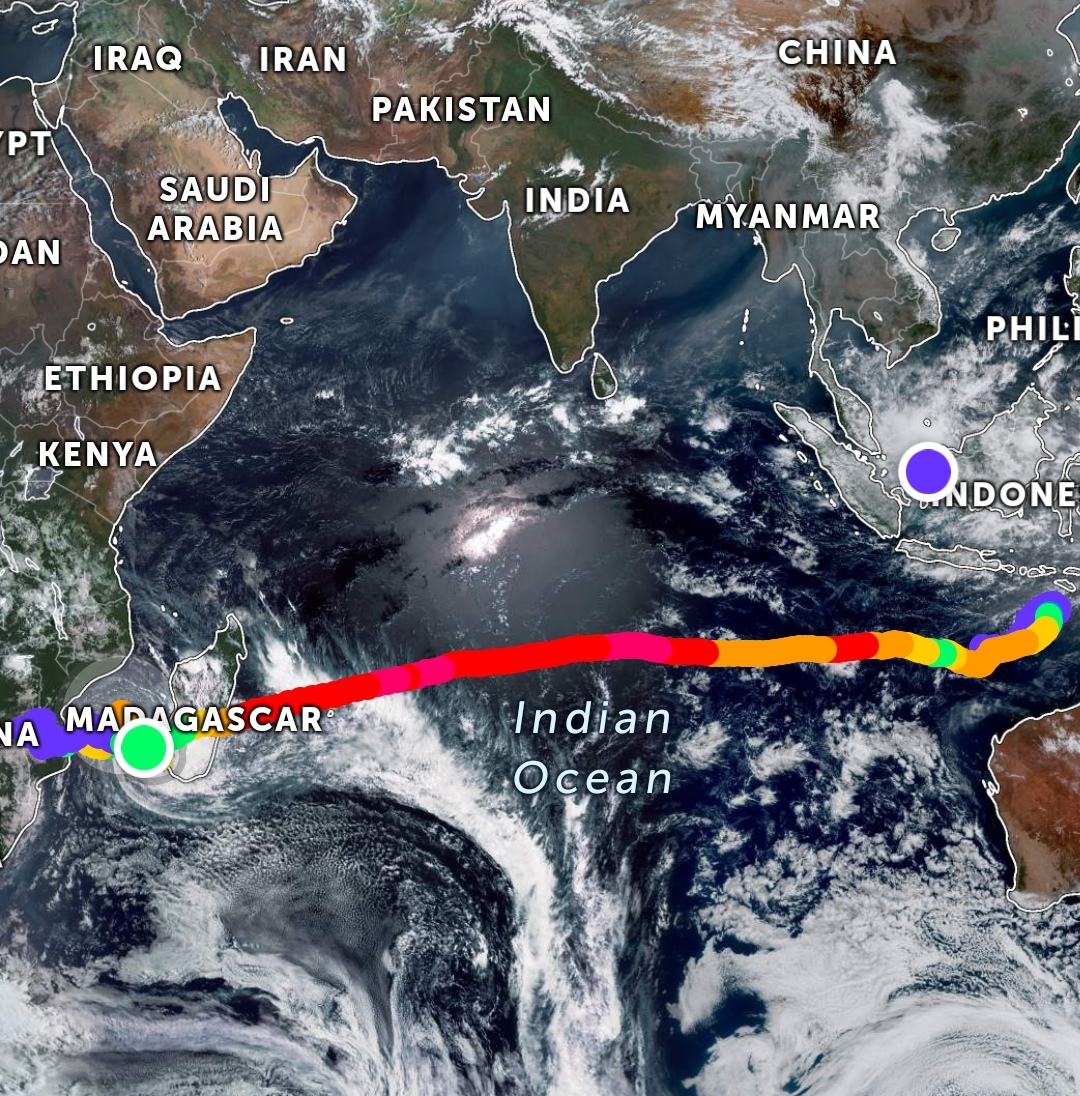 【今年最长寿的旋风弗雷迪】已经存活了一个月的南印度洋旋风弗雷迪在