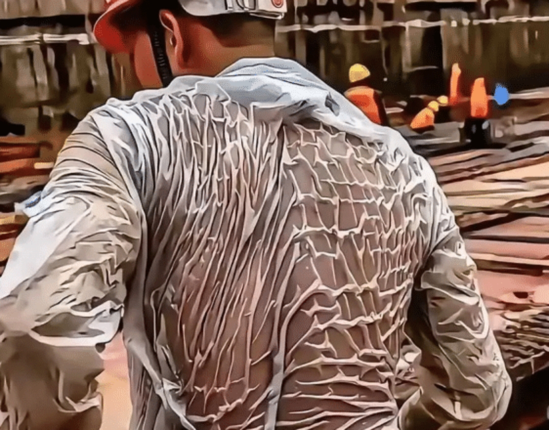 大热天为了碎银几两的钢筋工在工地上挥洒汗水的幸勤劳动着!