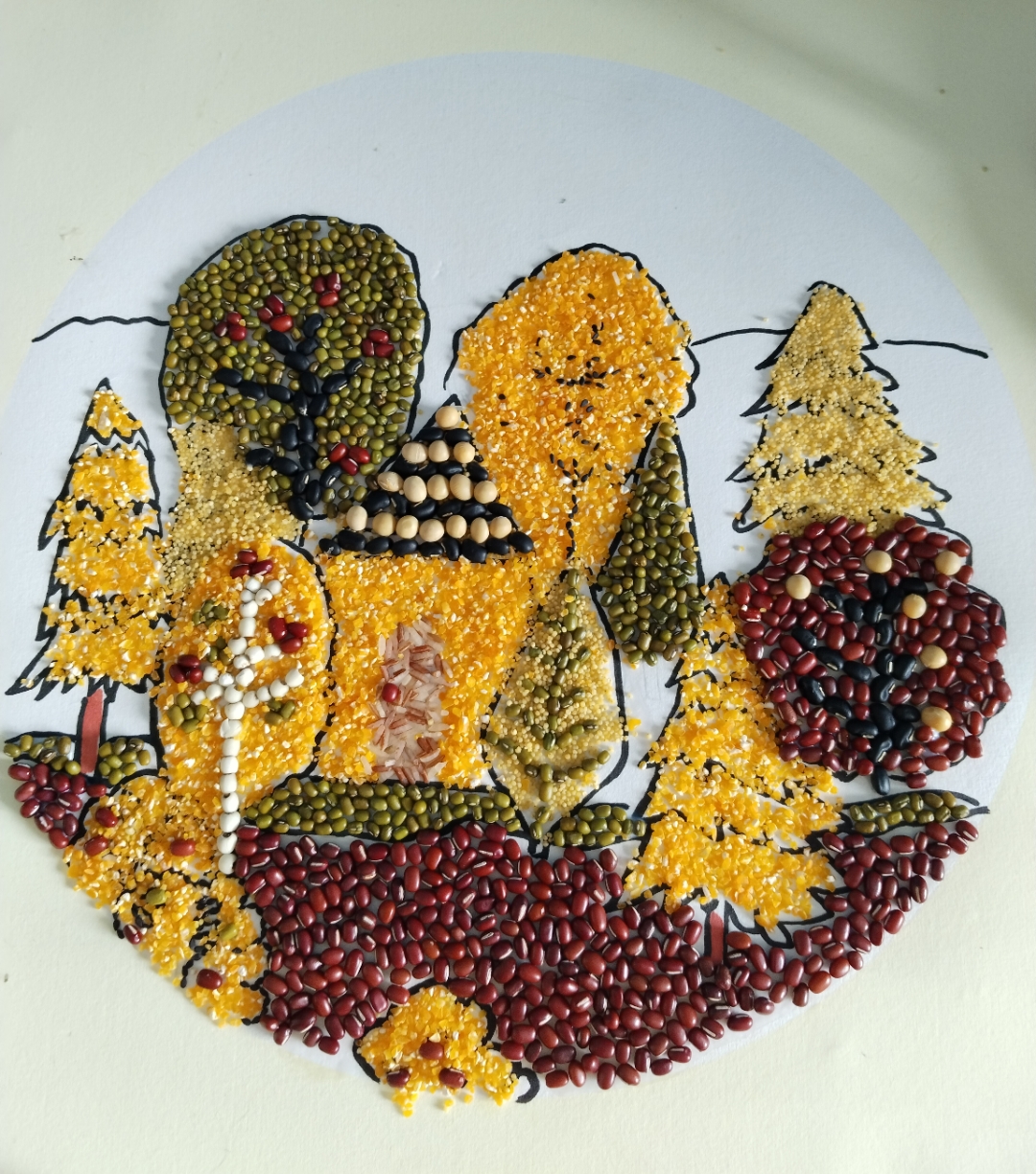 豆贴画作品《秋》