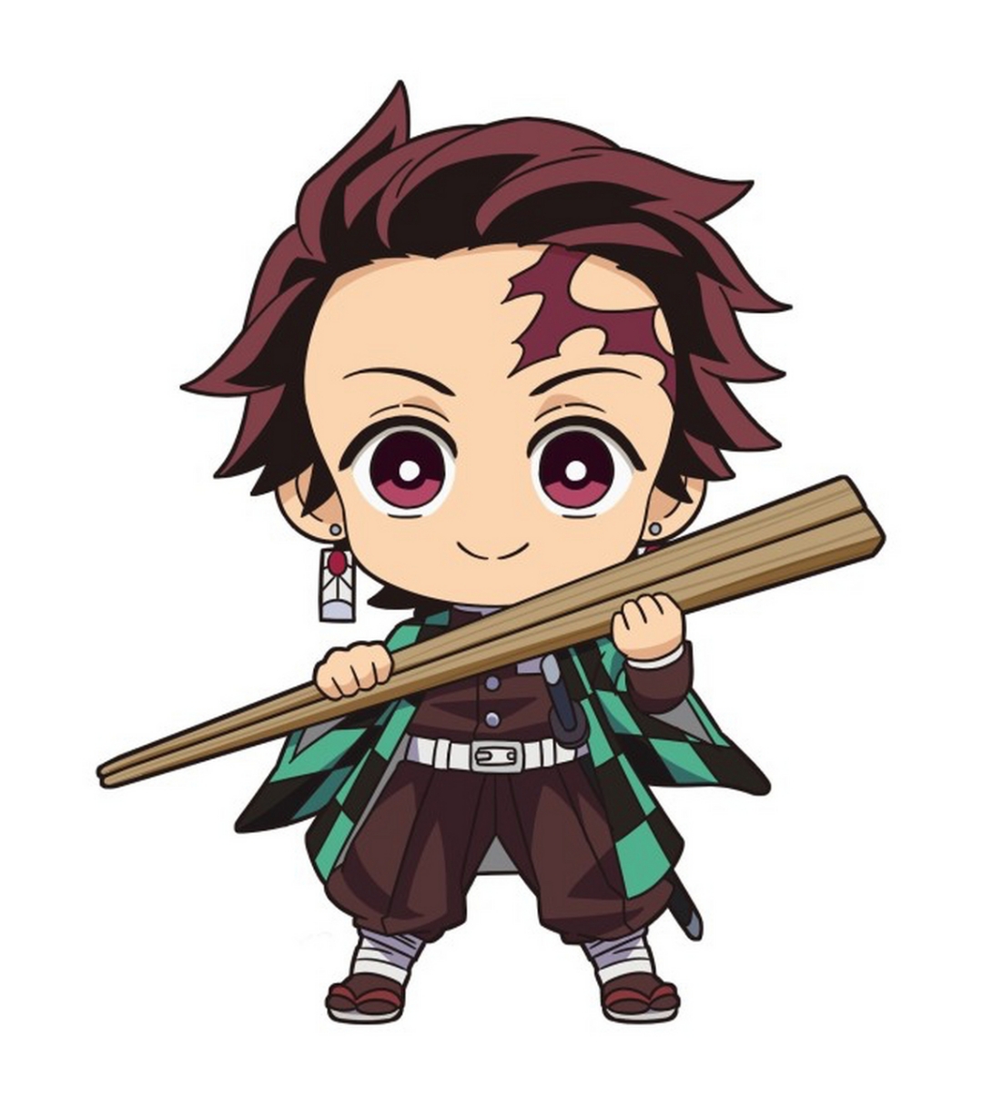 今天推的是q版炭治郎,1和5都是自己画的,画了5个小时,加油,我真的超级