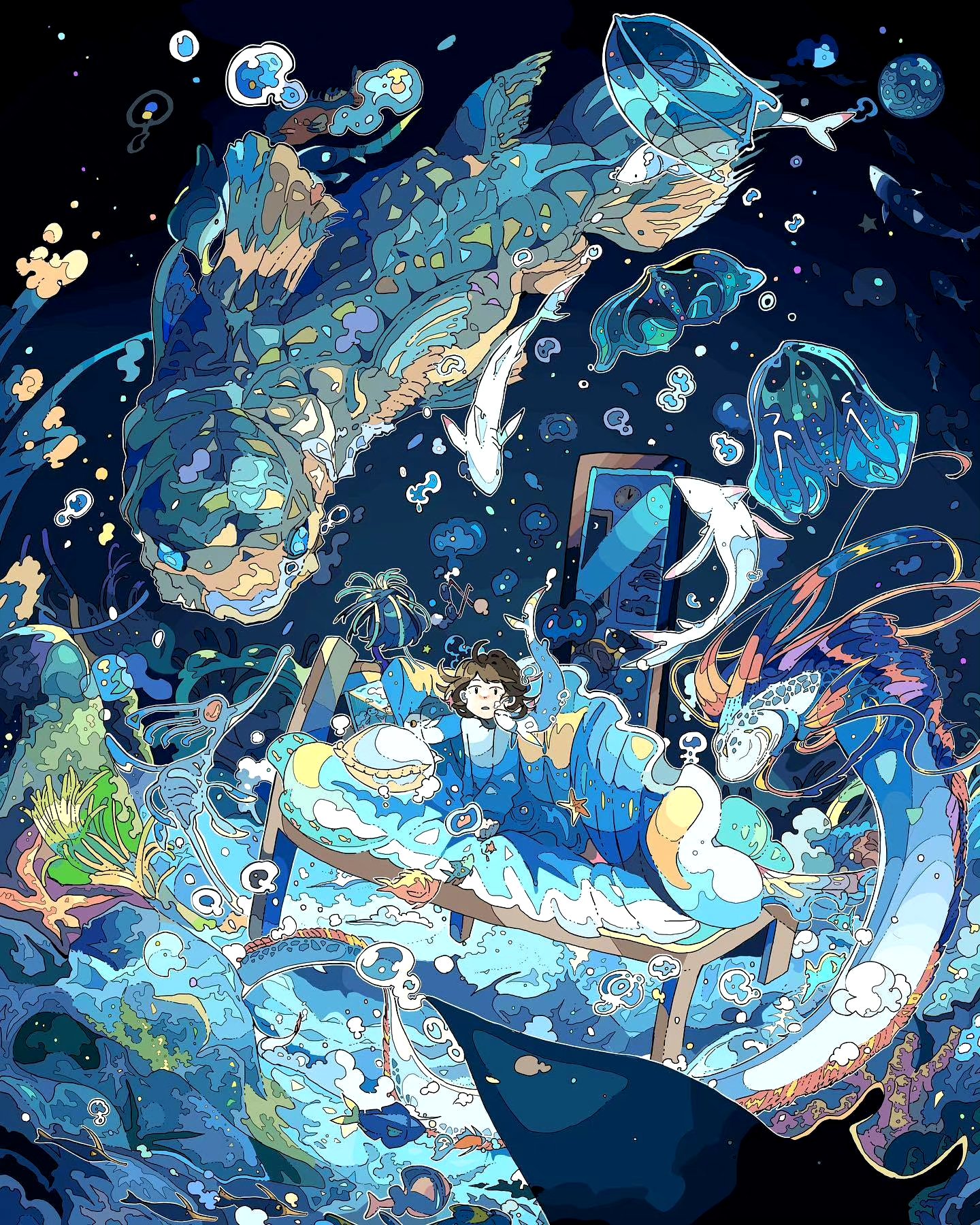 在这个奇幻的色彩世界中,感受到了无尽的欢乐和美妙,又像一幅未完成的