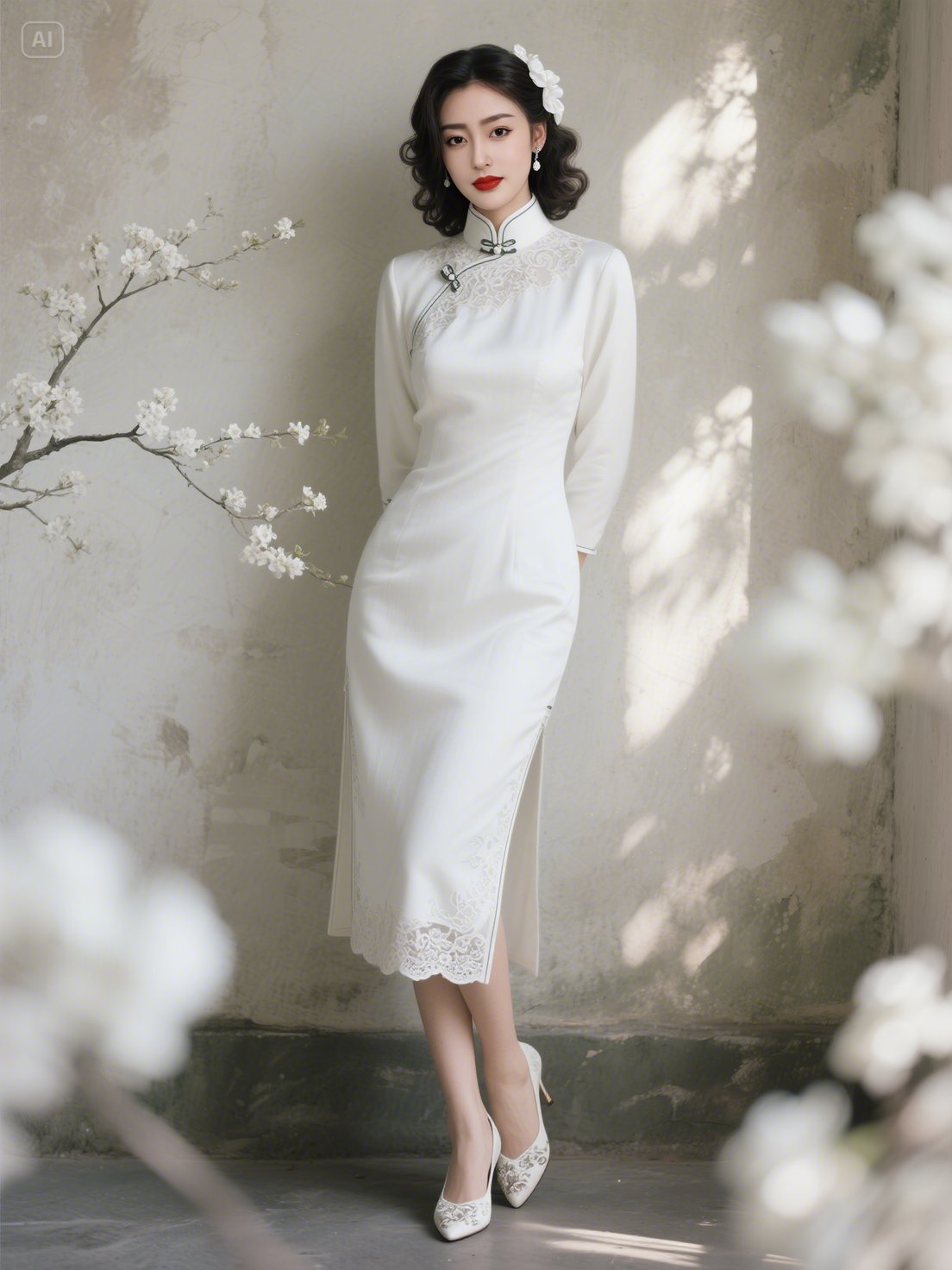哇,这身优雅的旗袍配上小白鞋,真是美翻了!