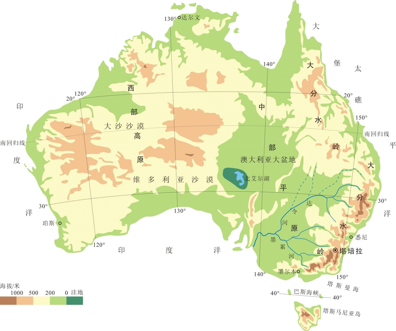 澳洲地图高清中文版图片