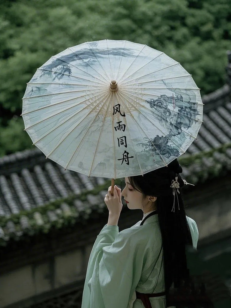 做了几把能够"呼风唤雨"的油纸伞,哈哈,要风得风要雨得雨#毛笔书法