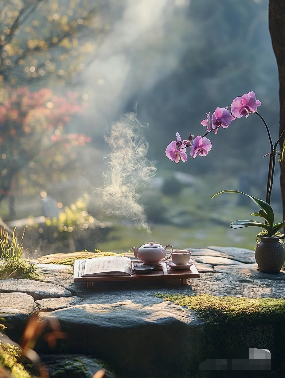 幽境清欢   阳光洒落,于石上晕开温柔.紫砂壶中,茶香袅袅升腾