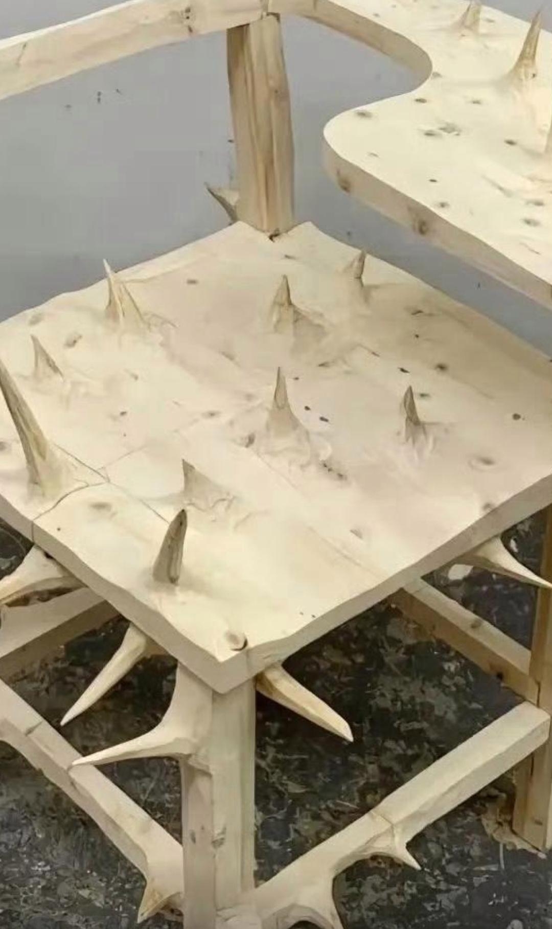 我弟的美院同学设计的一款椅子,第一次见这种都是刺的椅子,确定这可以