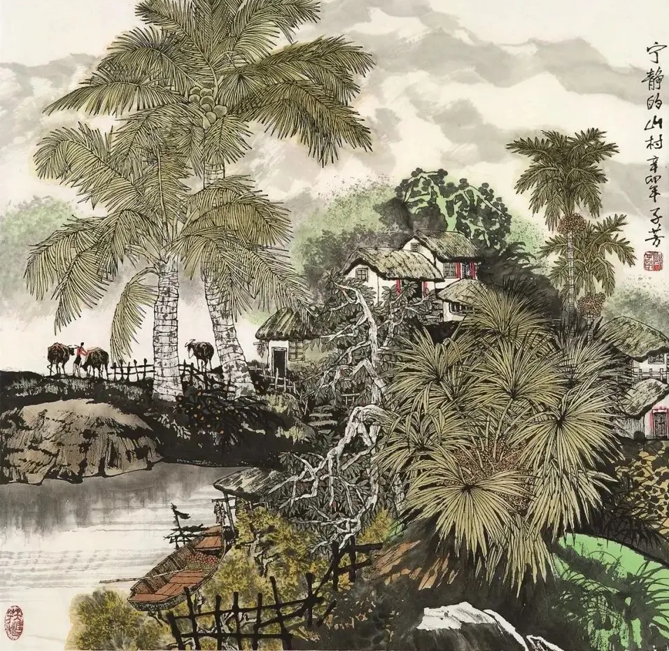 邓子芳在画海南山水上独辟蹊径,另创新格,他长期专注捕捉和表现海岛
