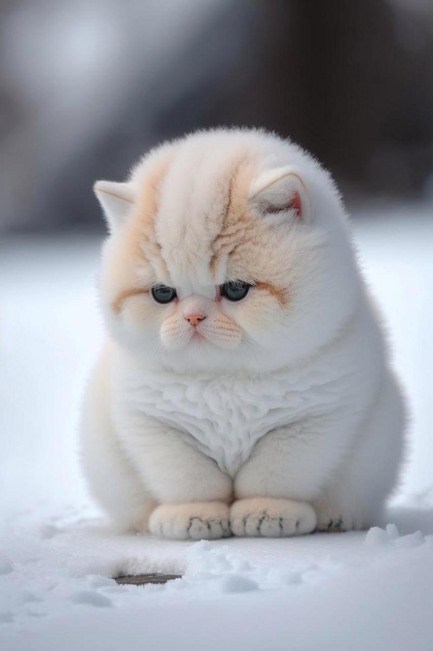 可爱永不落后,画面分享—雪地里的胖猫猫!