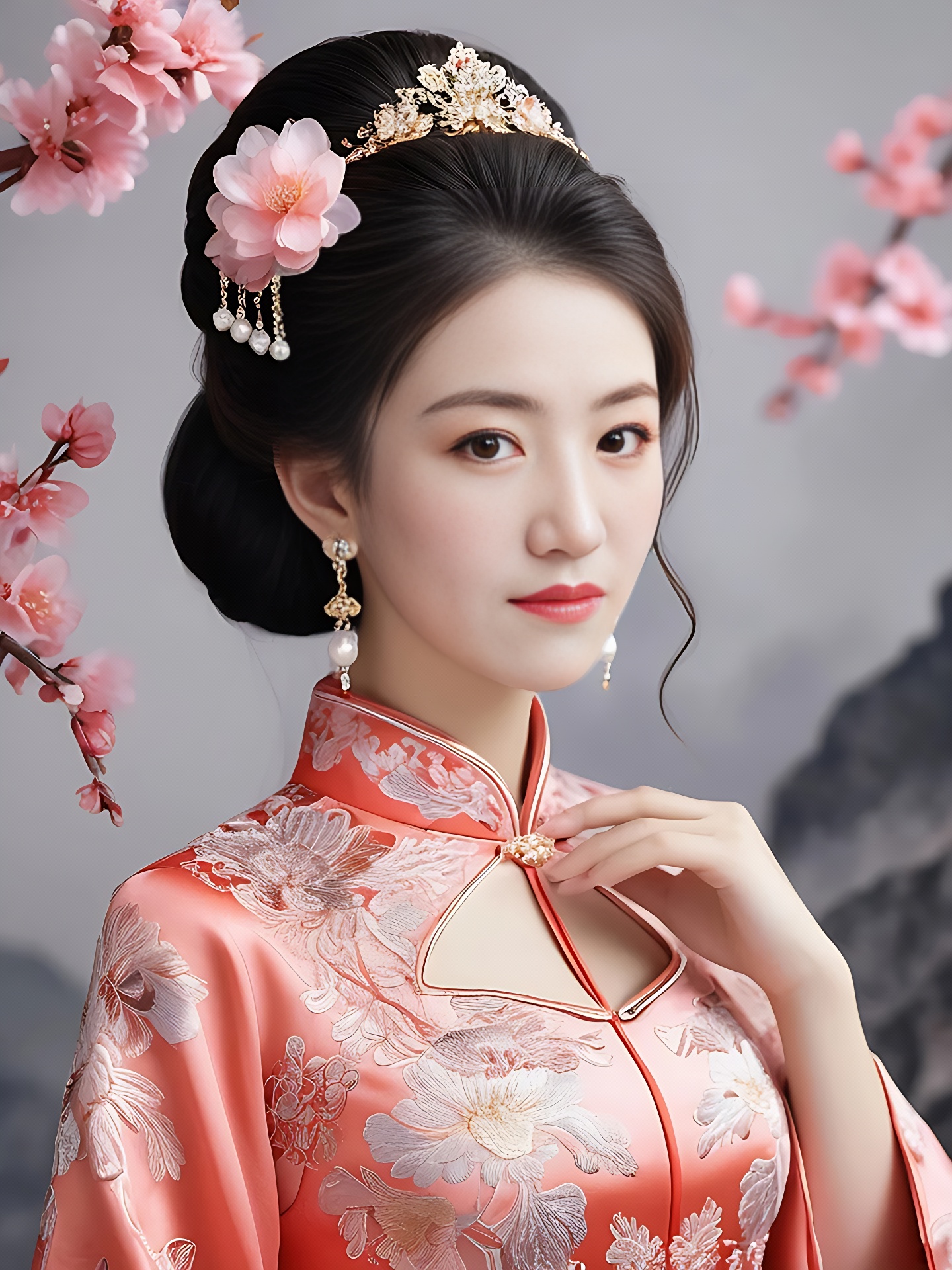 耳环与头饰的巧妙呼应,更显精致.