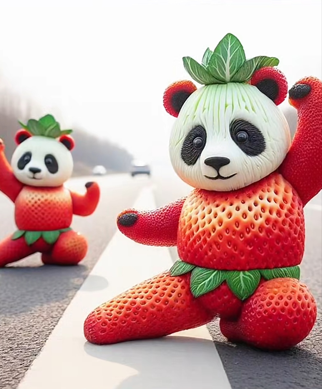 这创意水果拼盘也太可爱了吧,熊猫的眼睛还会眨呢!#熊猫# #萌宝