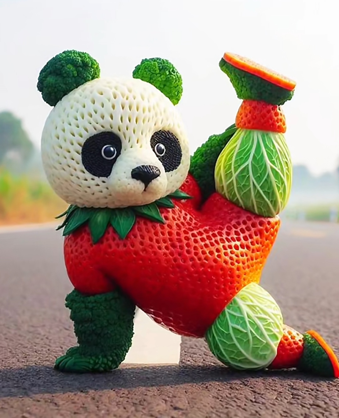 这创意水果拼盘也太可爱了吧,熊猫的眼睛还会眨呢!#熊猫# #萌宝