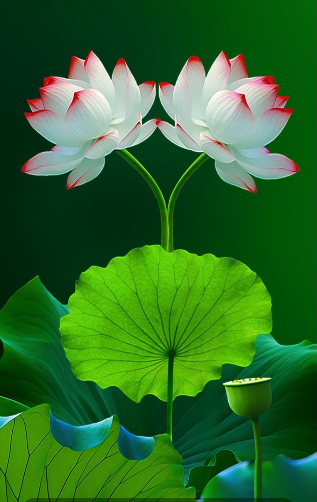 并蒂连开并帝色,色帝斑斓两心悦,荷花散发出神秘的清香#荷花# #莲花