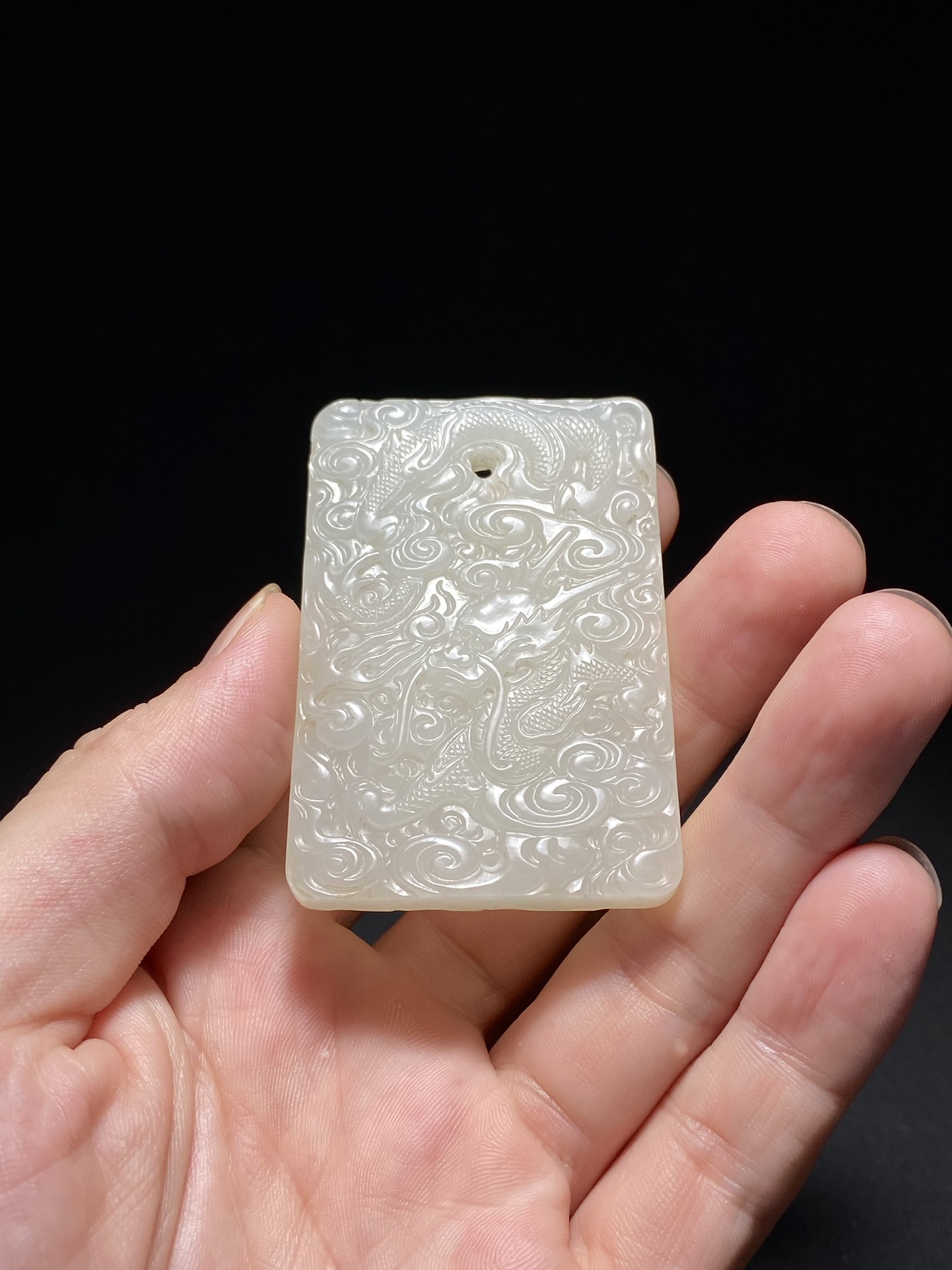 清,旧藏,和田玉籽料龙牌,宫廷造办处纯手工制作