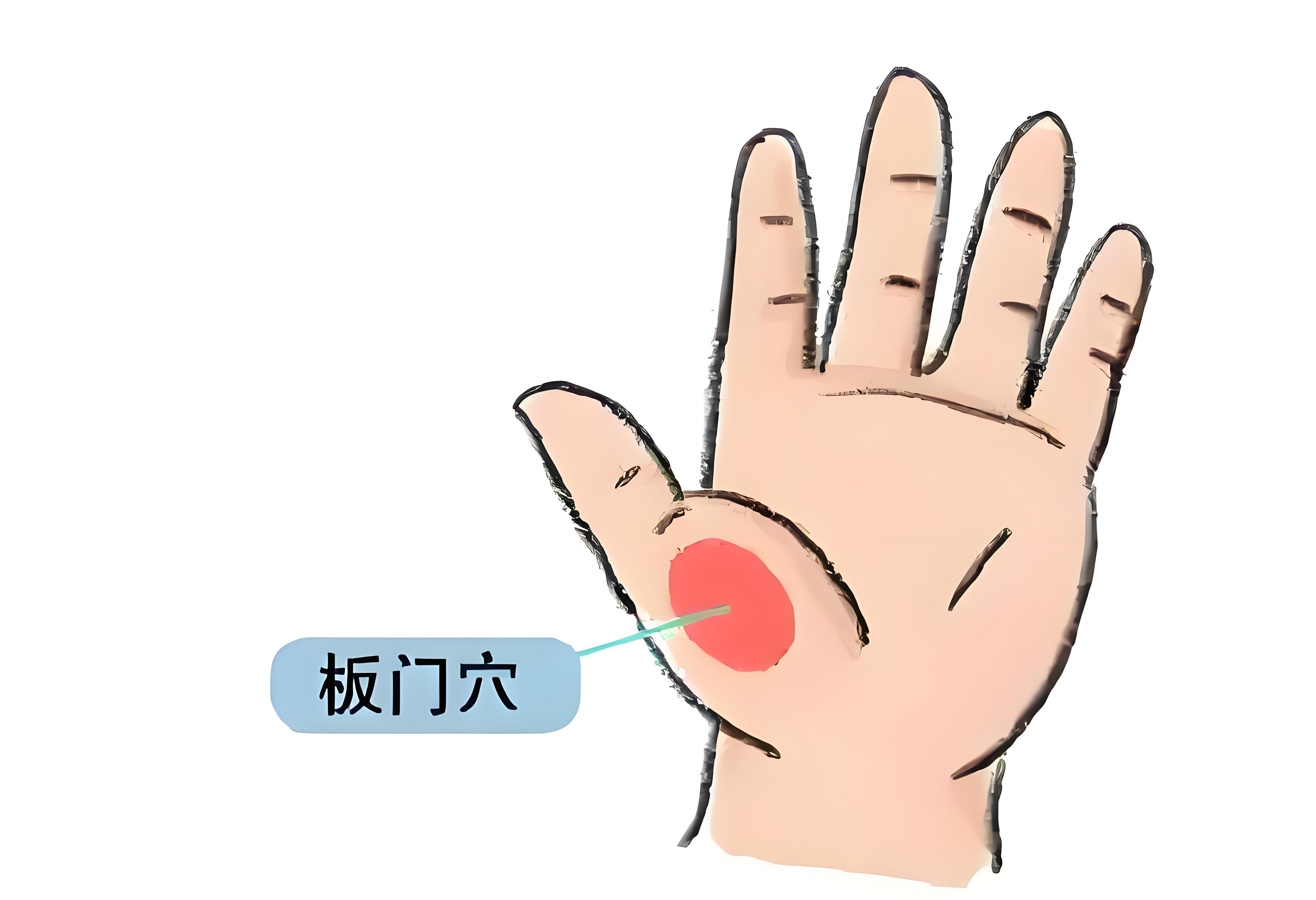 板门穴位于手掌大鱼际中央,是小儿推拿常用穴位