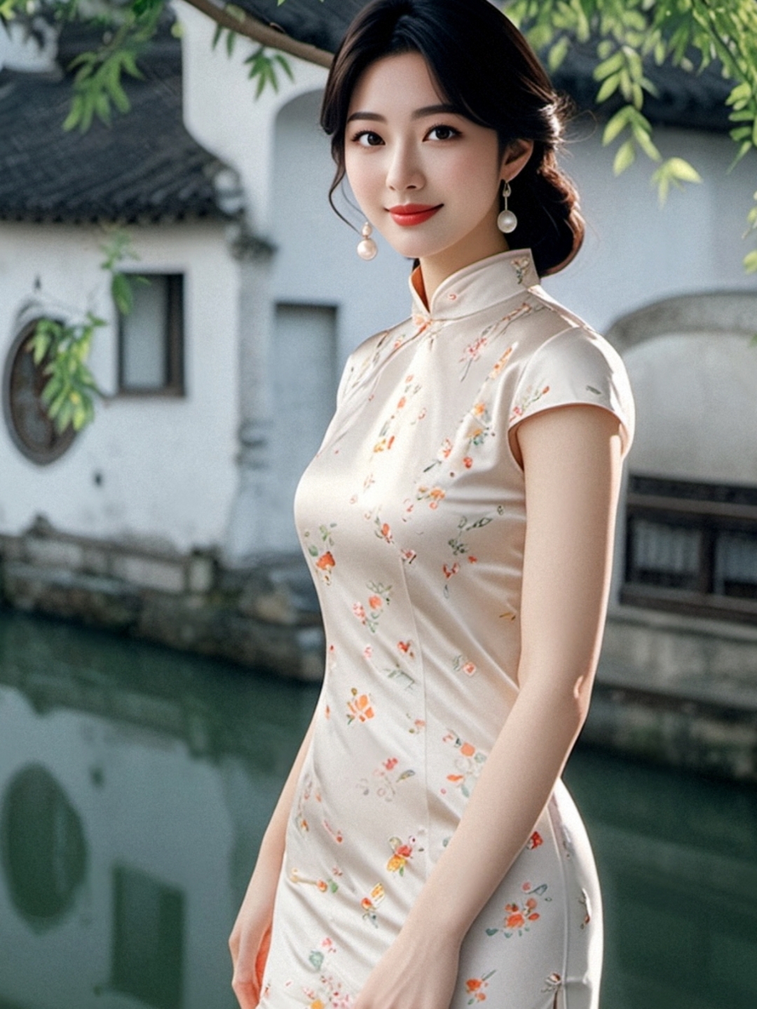 漫步古韵长廊,旗袍美人如画中来.#颜值少妇# #地球嘴炮大会