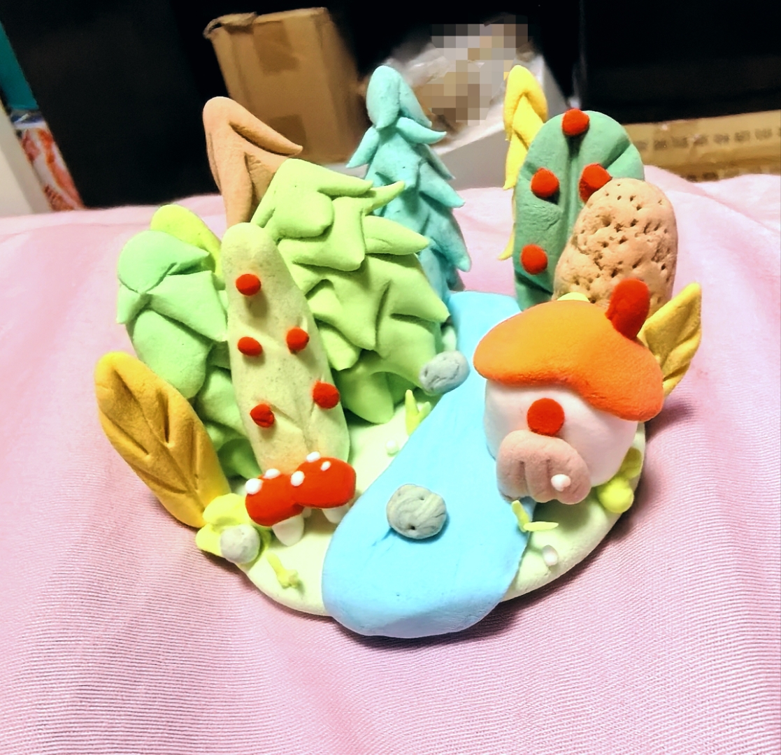 小学生粘土手工制作小森林公园