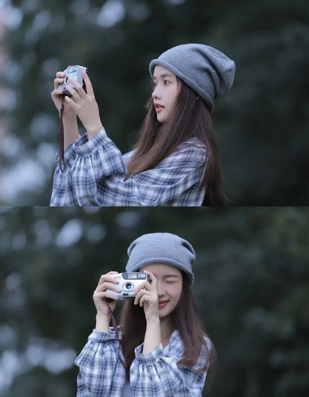 少女如花初绽颜,清纯似水映朝天. 手持相机留倩影,笑靥如花照镜前.