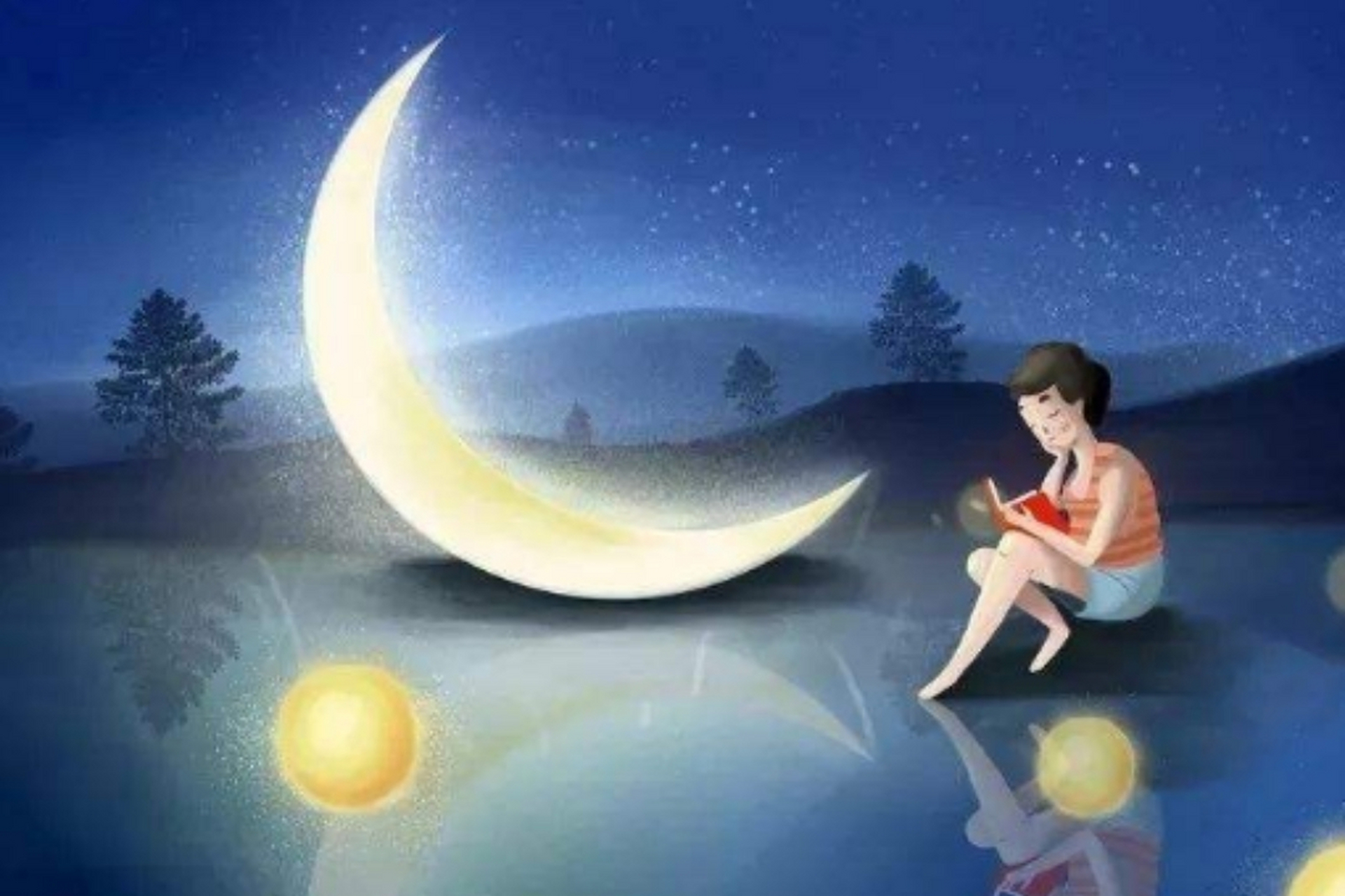 今夜,月光如水,宁静中思念远方的你.