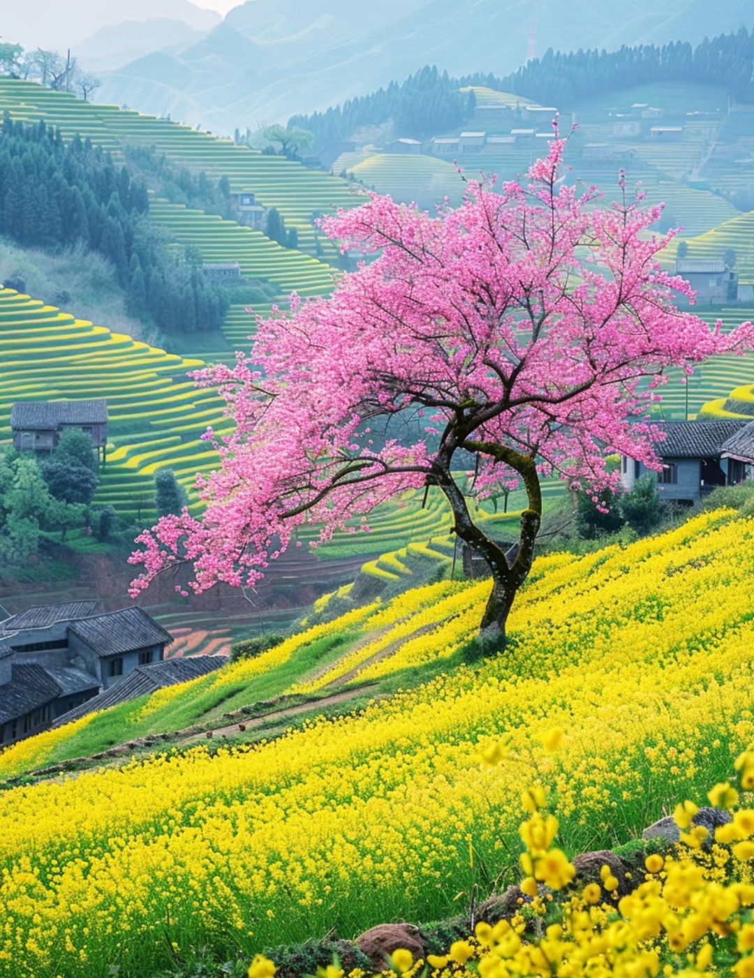 春风拂面,花开成海,不负春光.#一张图证明春天来了