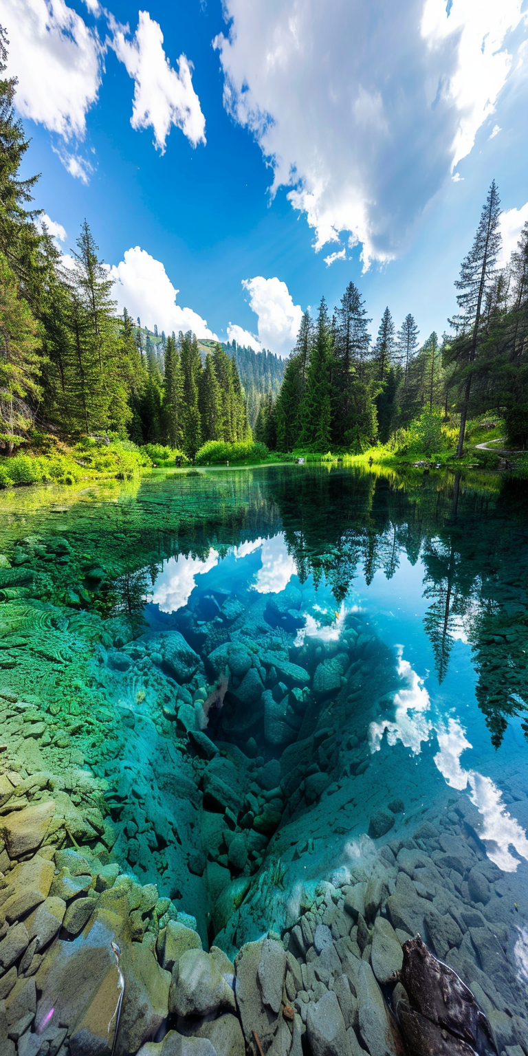 在这片宁静的湖泊前,感受那清透的蓝绿色湖水,仿佛整个世界都被洗涤得