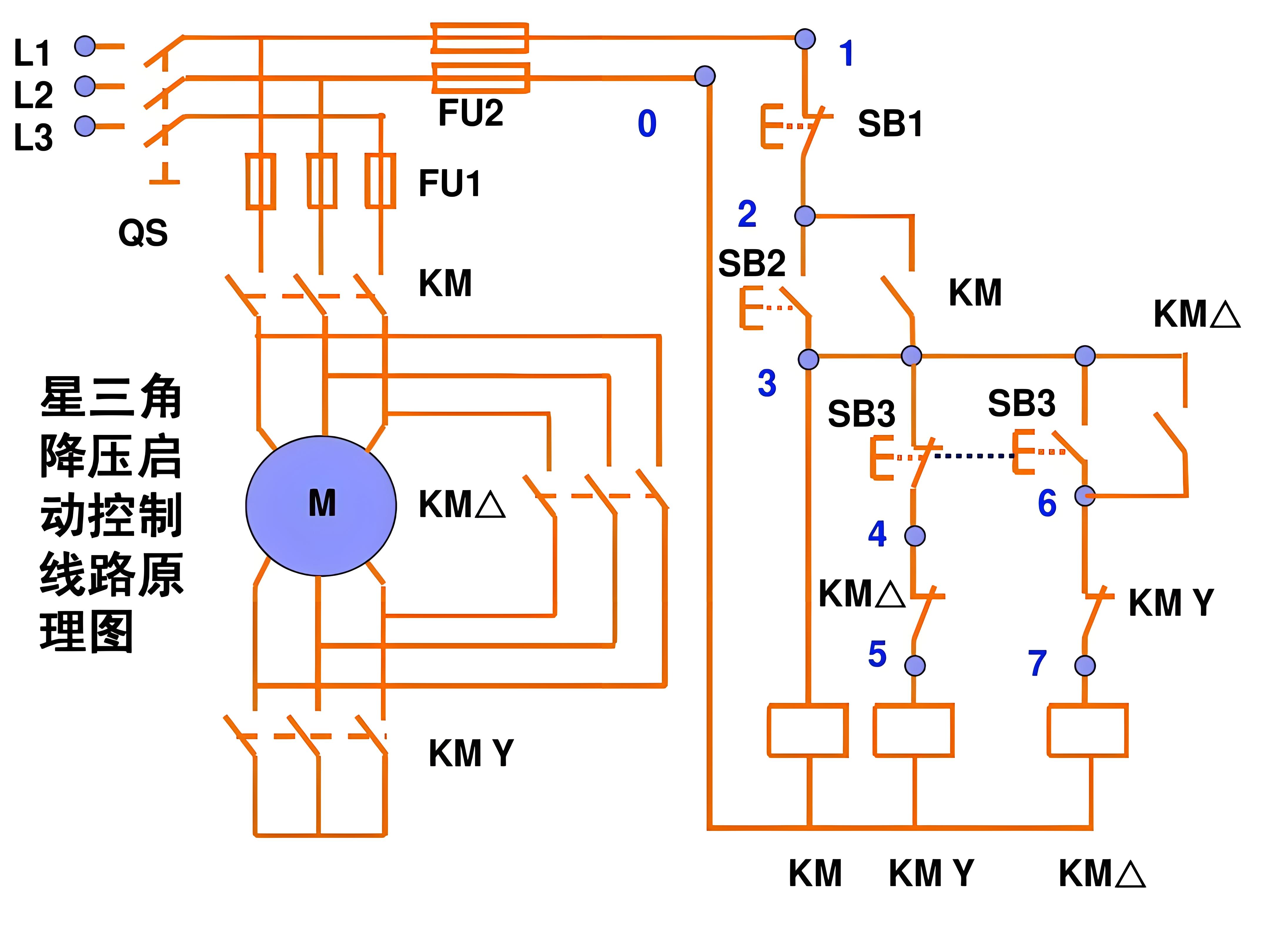 降压启动星三角接线图图片