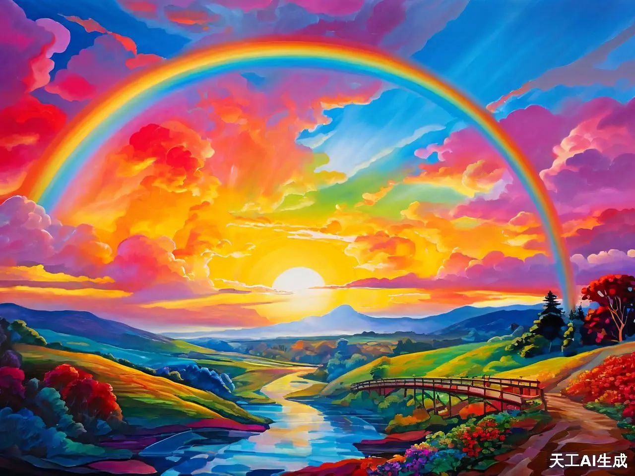 96梦幻彩虹97,日落仙境93  今日,我有幸目睹了一场壮丽非凡的