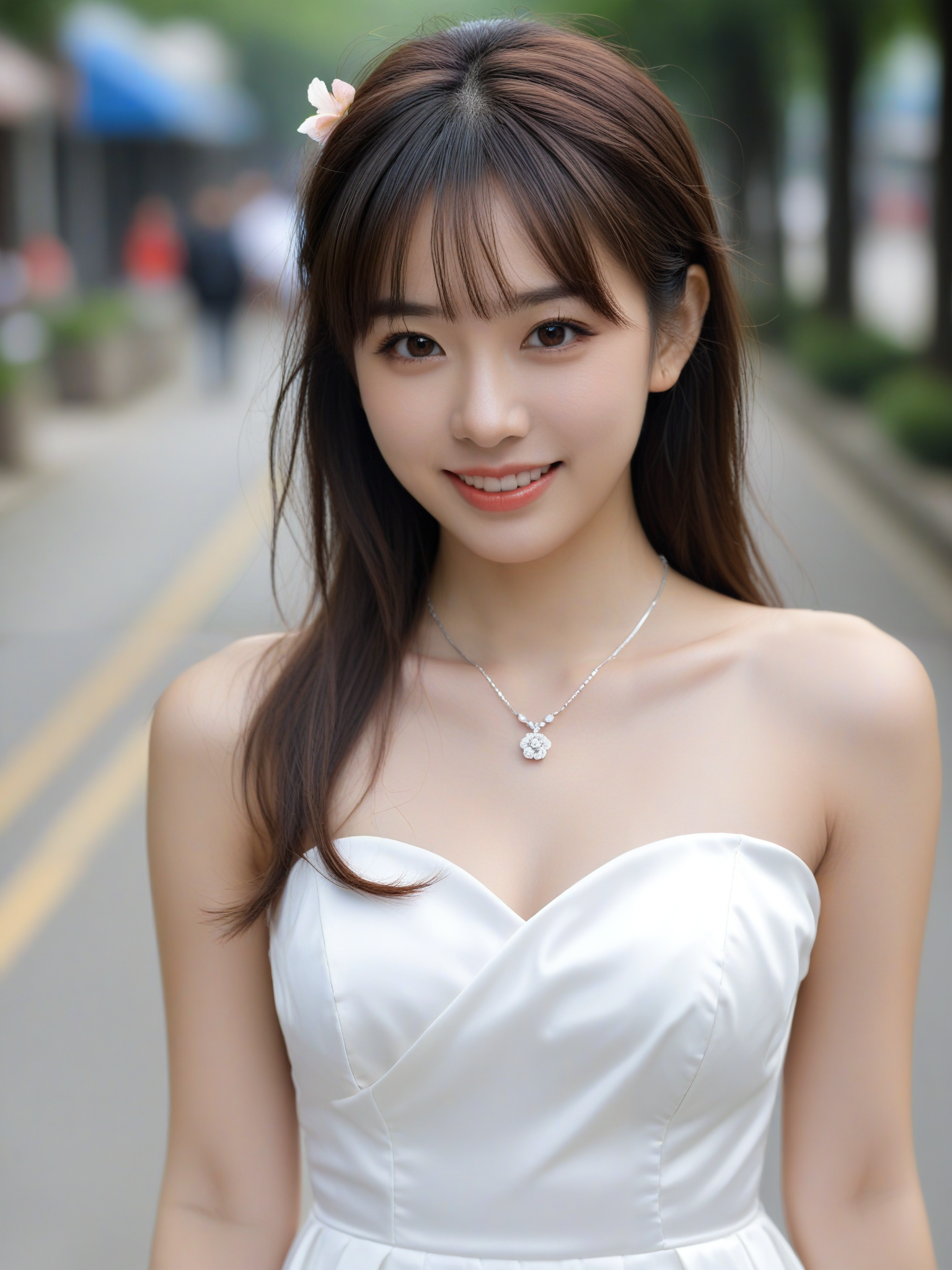 轻纱如雾笼仙姿, 曼舞翩翩似柳丝. 月下清风吹拂处, 飘飘裙裾似云移.