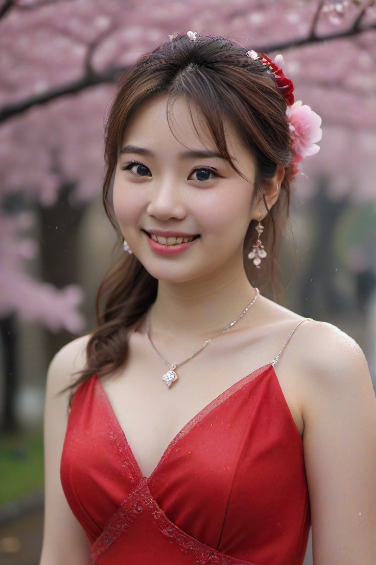 红裙少女,笑颜如花.