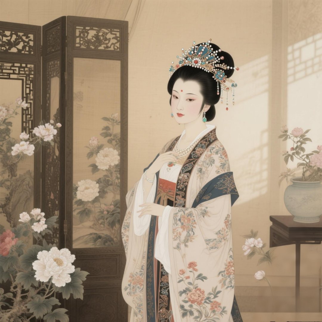 海棠言情小说封面女主角棠夫人大女儿海棠美人图 国画