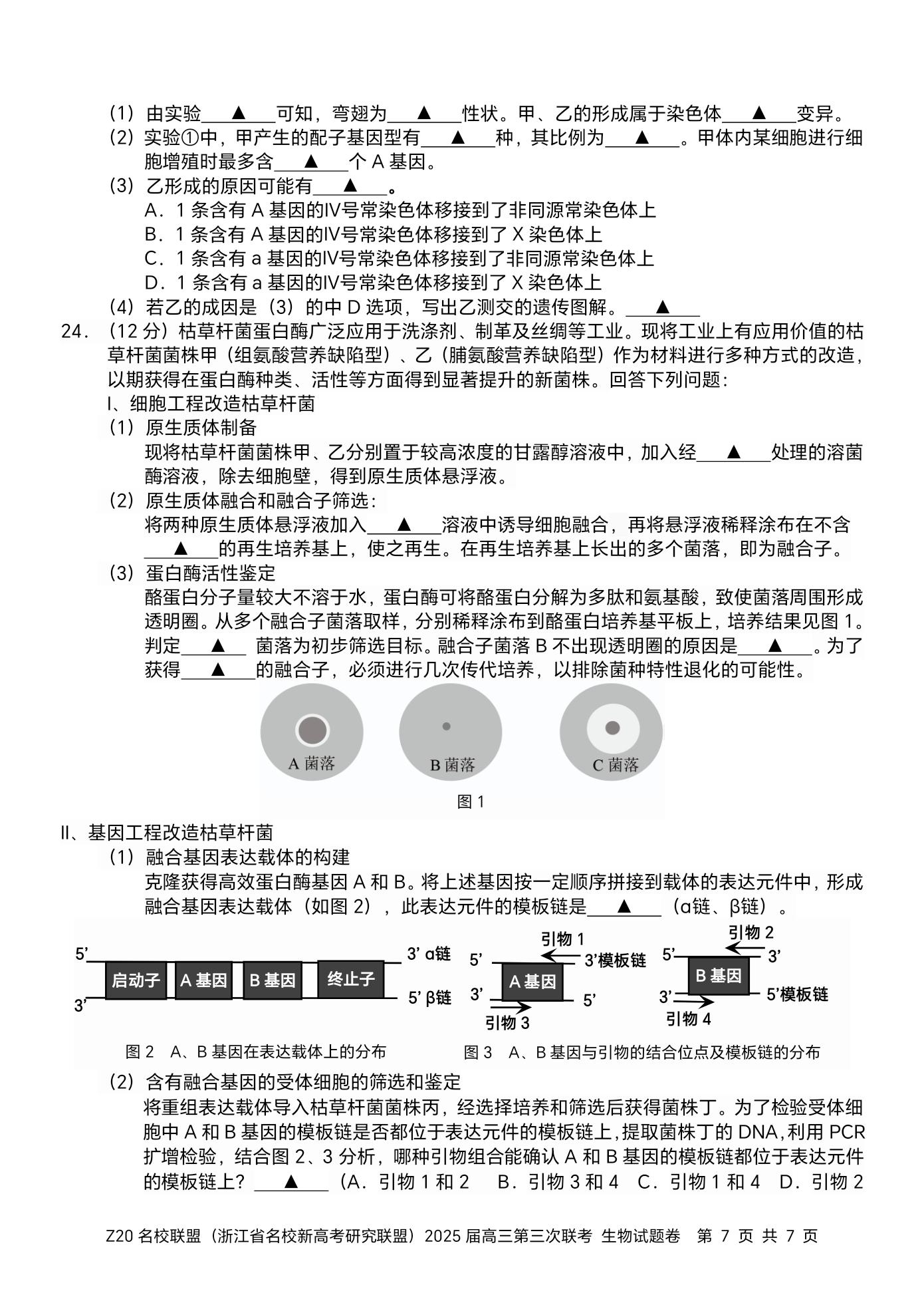高考生物填空题！术语+逻辑，专项(高三生物寒假作业之高频考点填空式测验题全集)