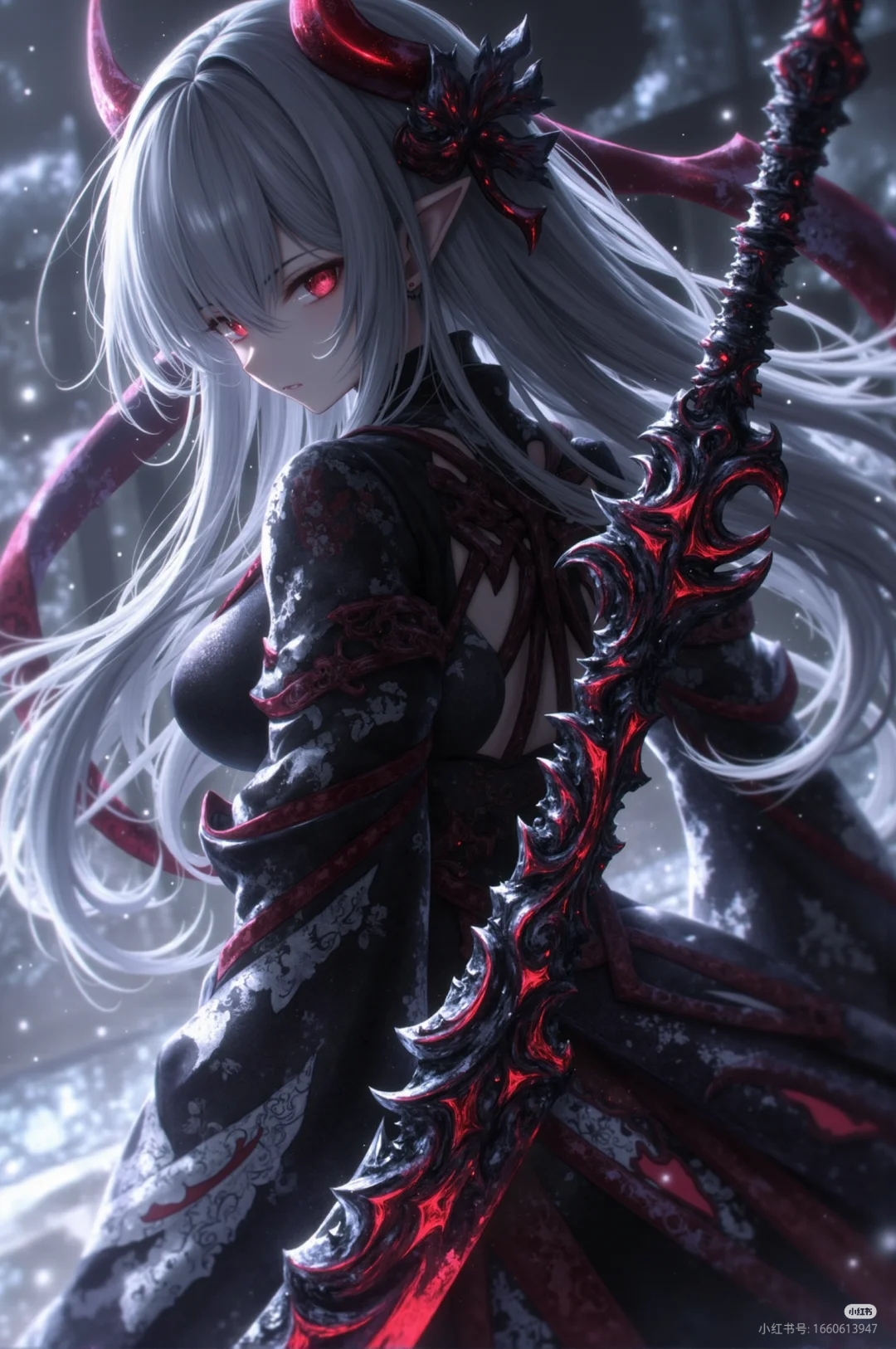 动漫高甜cp盘点# #热问计划# 哇,这把暗黑系大镰刀配上小姐姐的冷艳