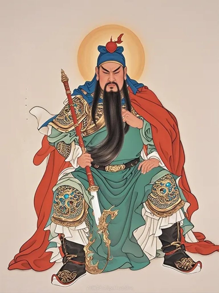 工笔作品,关公坐像,威武霸气,守护你的每一天! #关公护宅