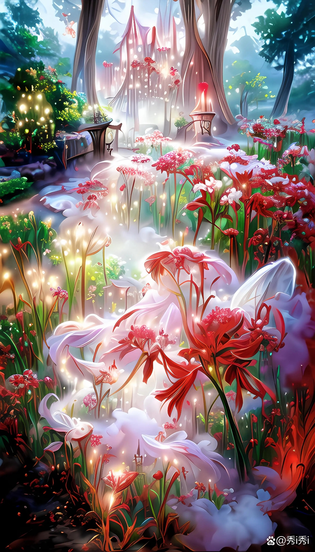 红彼岸叫曼珠沙华,开在忘川彼岸;白彼岸叫曼陀罗华,开在天堂