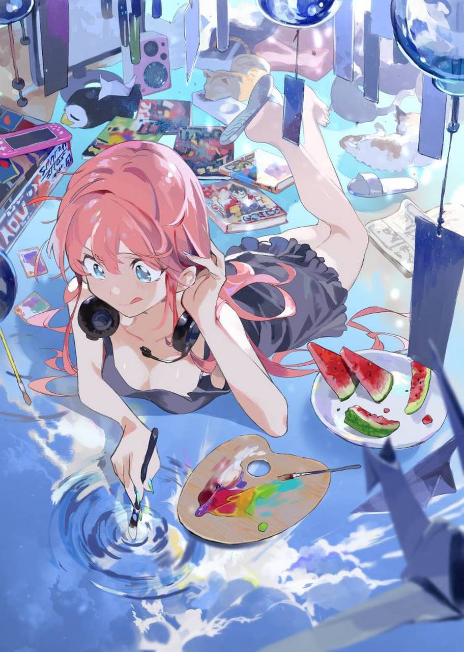 夏日清凉美女#二次元美图# #二次元美少女#  画师:e _ volution