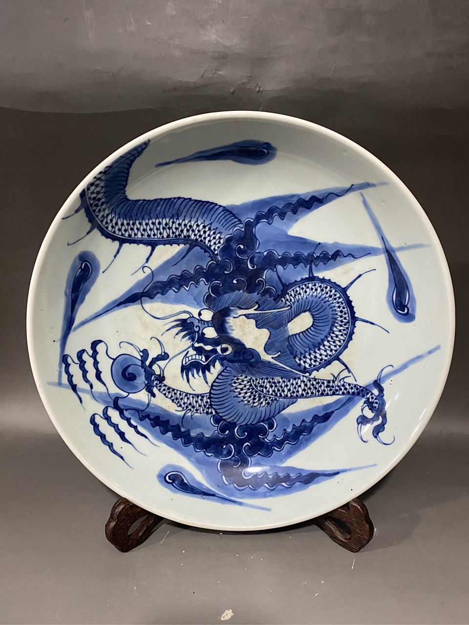 清,青花过强龙盘