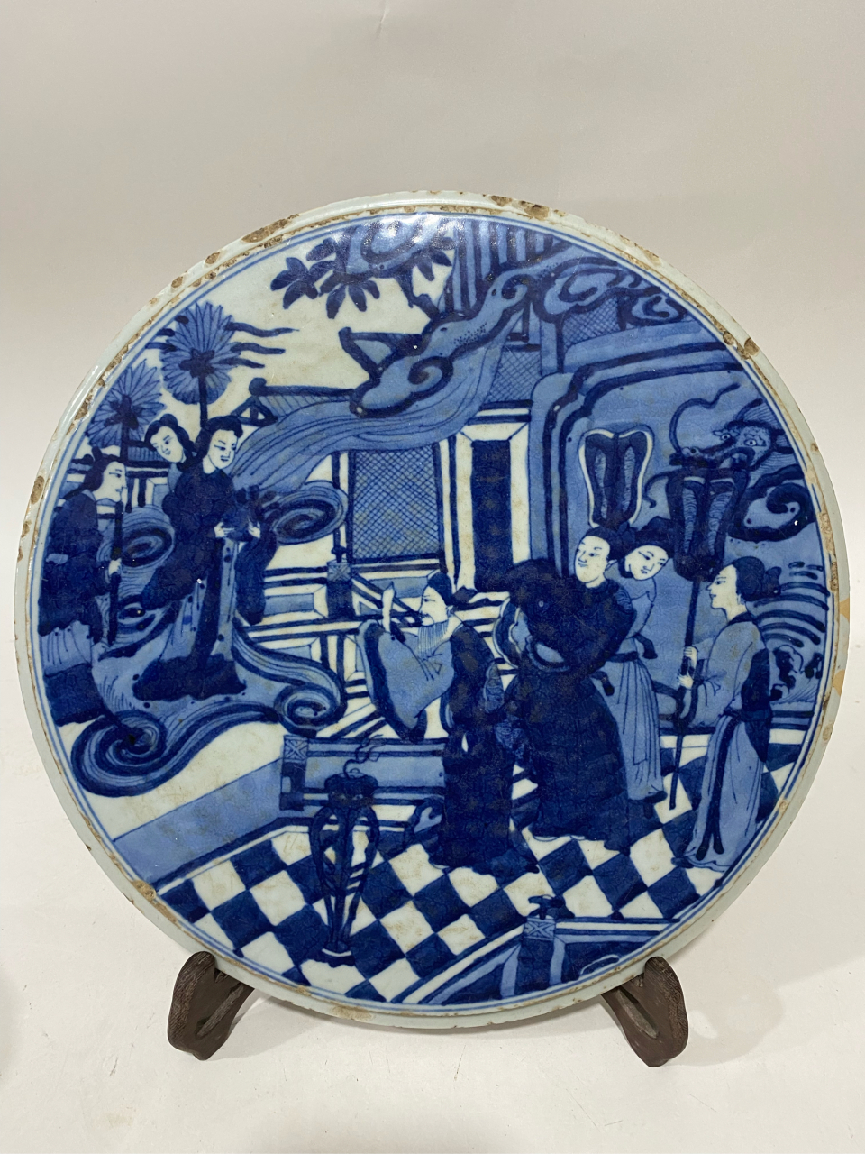 明,青花人物瓷板