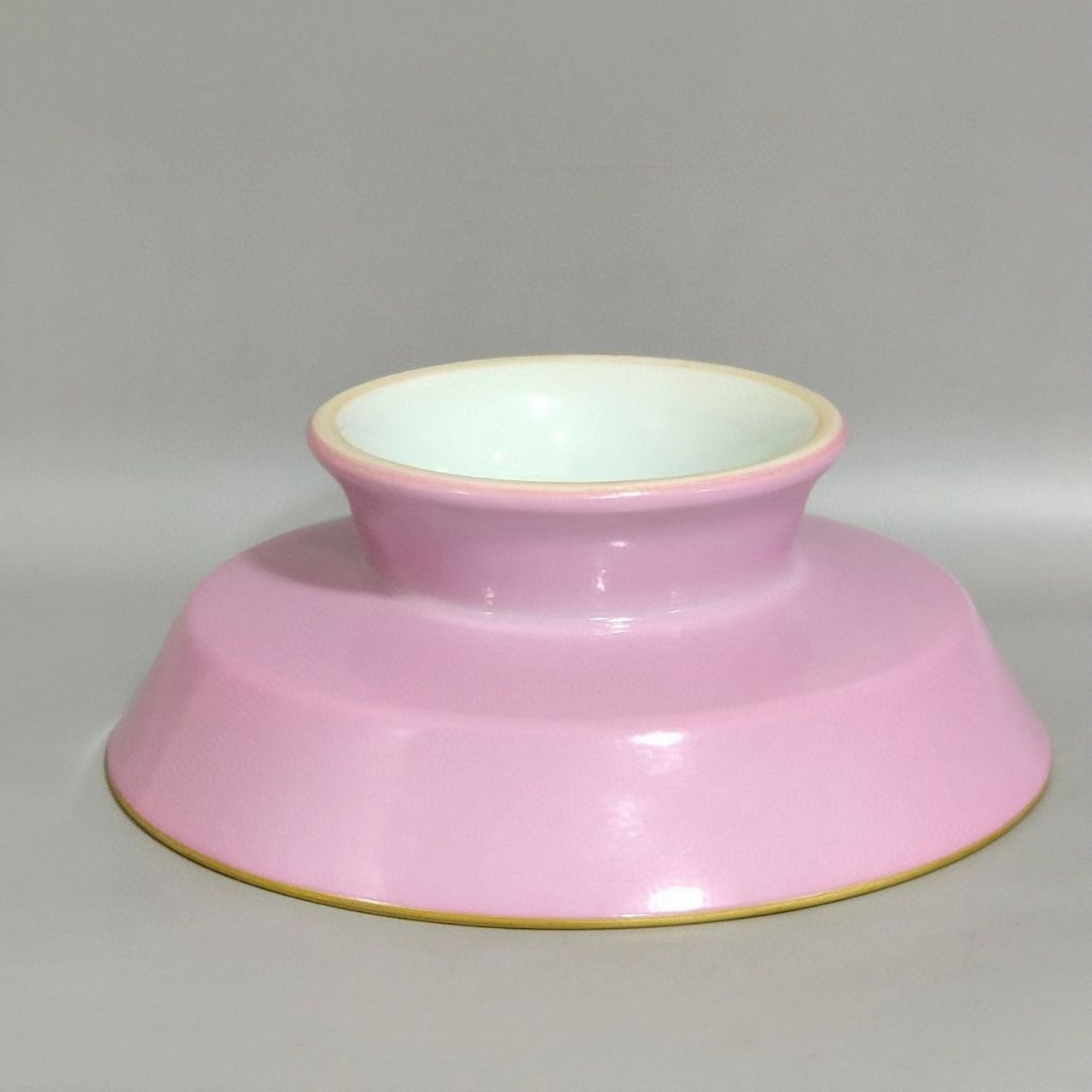 清,胭脂红粉彩花卉高足盘