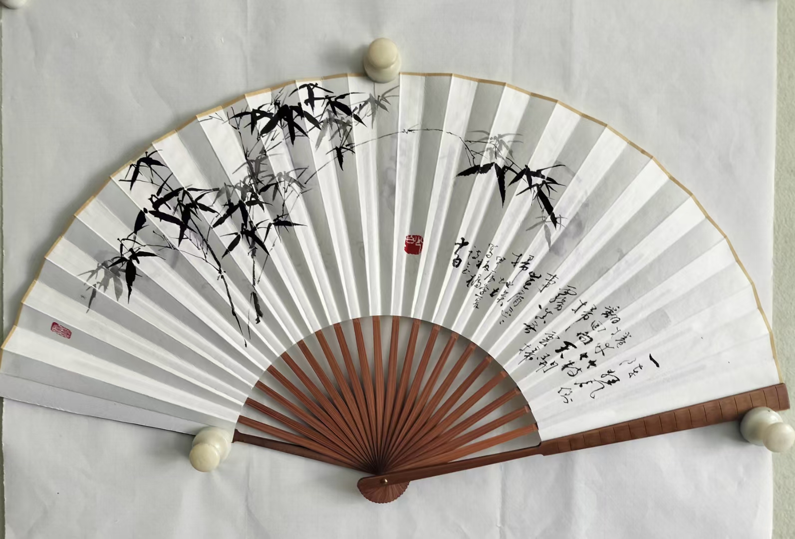 郑少白国画墨竹折扇 #郑少白国画