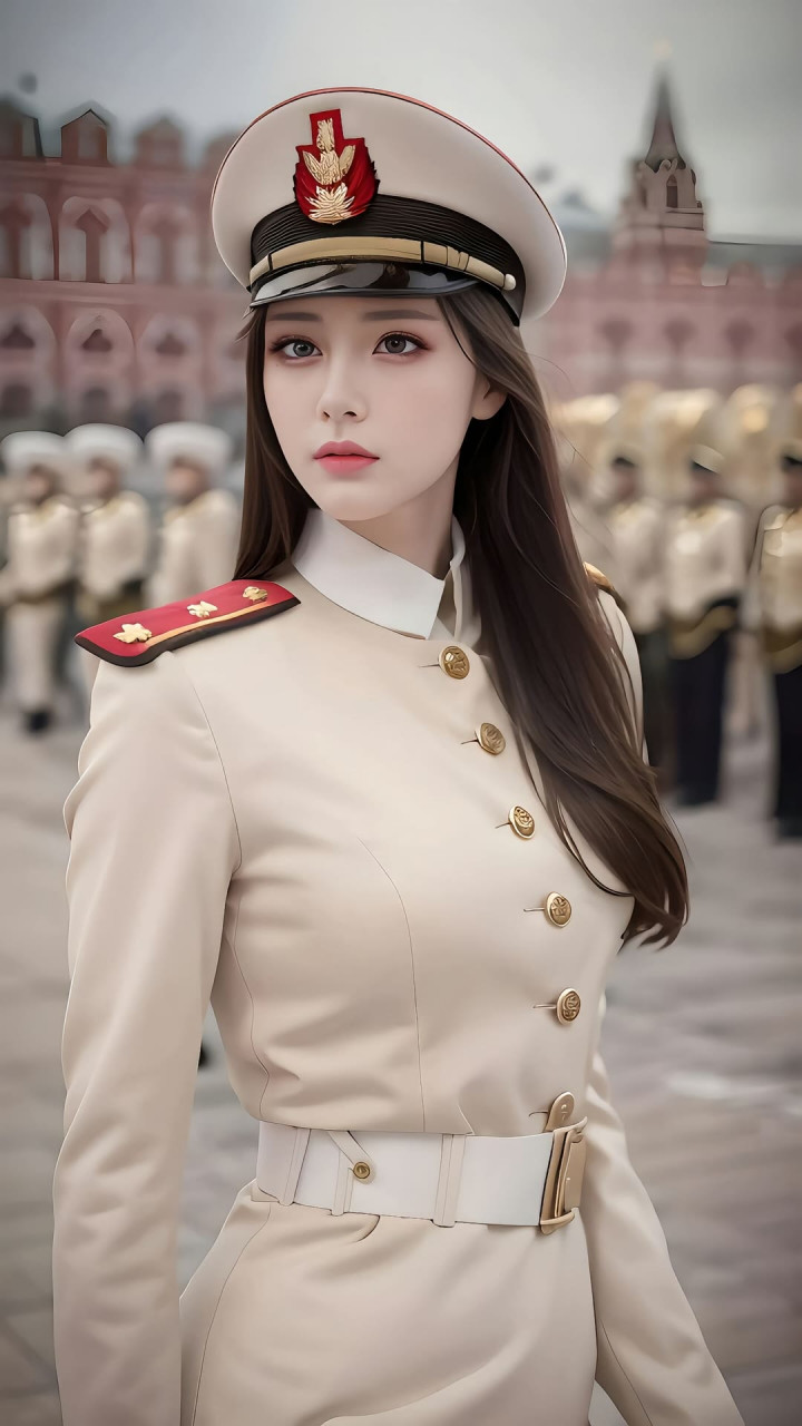 白色制服美女气质真棒,身穿白色军装的女士,真的让我眼前一亮!