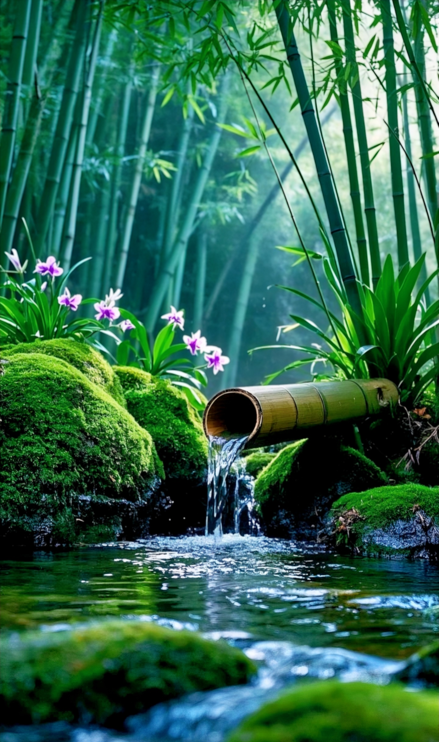 竹林深处,潺潺流水,清新自然,心情愉悦