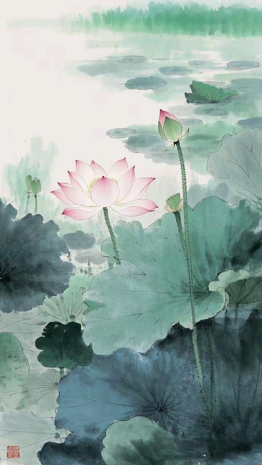 别具匠心,水墨荷花壁纸#动态连更挑战